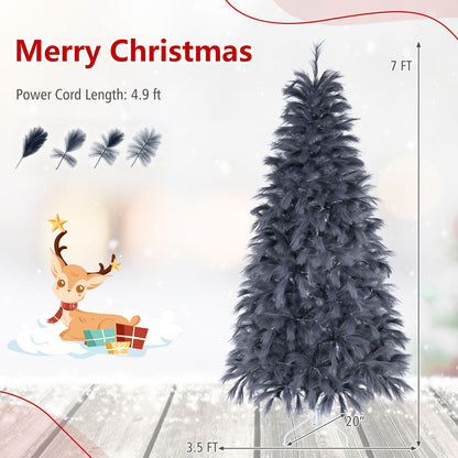 6 FT Pre-Lit Christmas Tree with Feather-Inspired Branch Tips