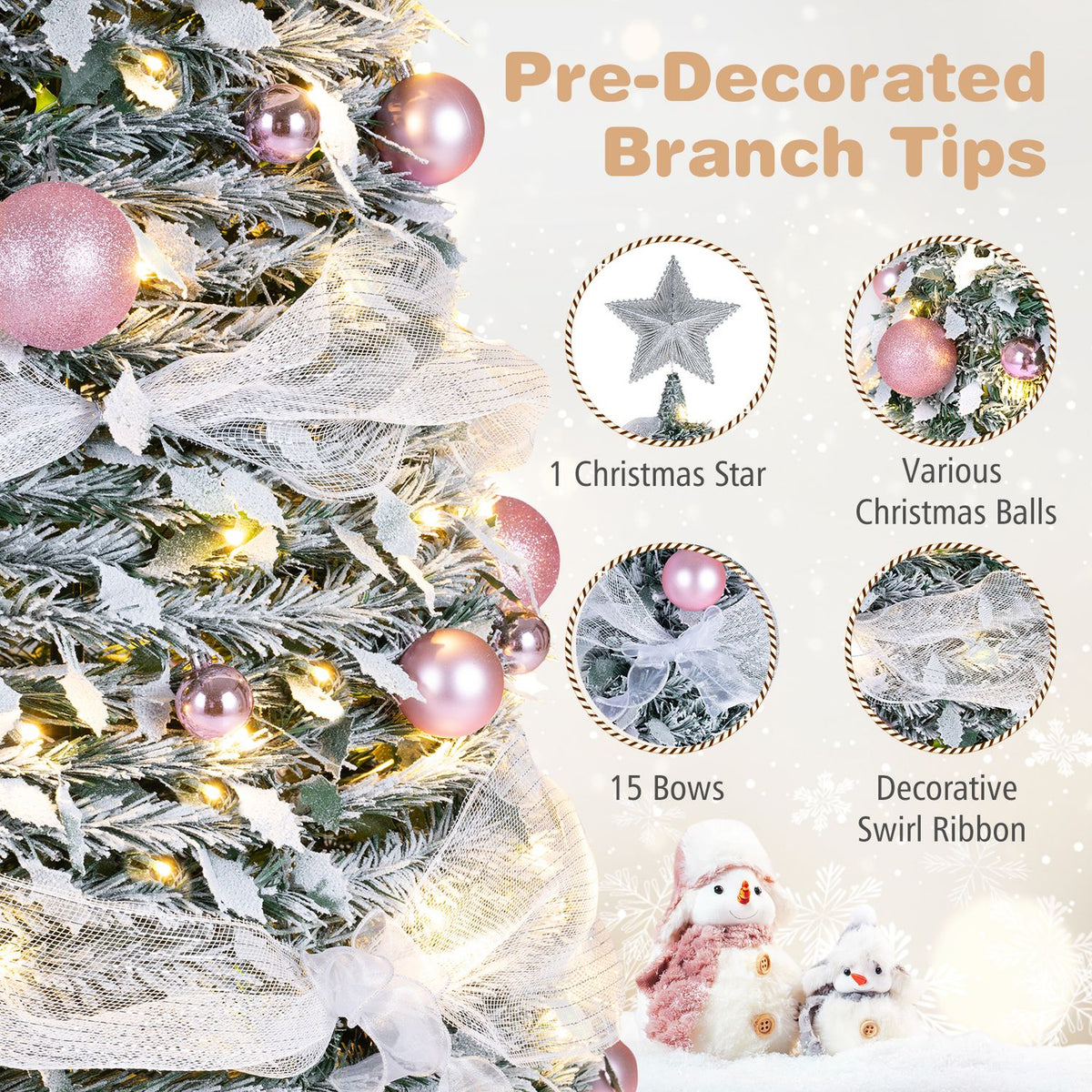 7 FT Pre-Lit Pop up Christmas Tree with 150/180 Warm White LED Lights and 8 Modes