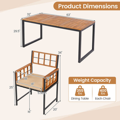 7-Piece Outdoor Dining Set with Acacia Wood Table & Chairs