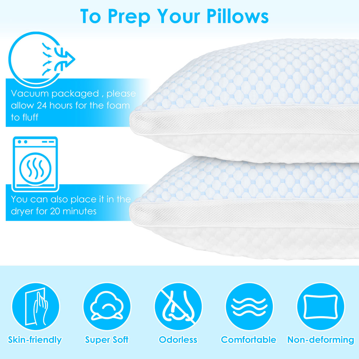 Adjustable Shredded Memory Foam Pillow with Cooling Cover