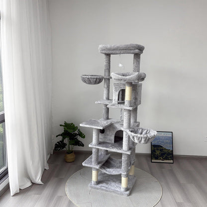 68-Inch Multi-Level Cat Tree with Hammocks & Scratching Posts