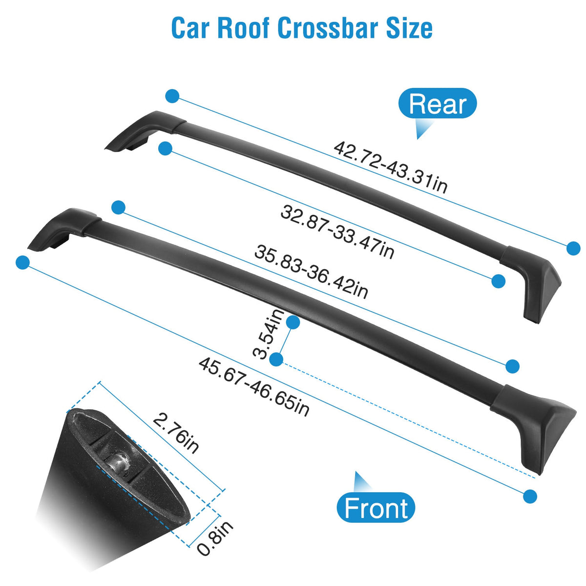 Roof Rack Cross Bars for Toyota RAV4 2019-2024 - 330 lbs Capacity