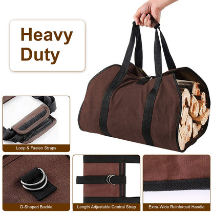 Firewood Carrier Bag with Handles - Durable Log Holder