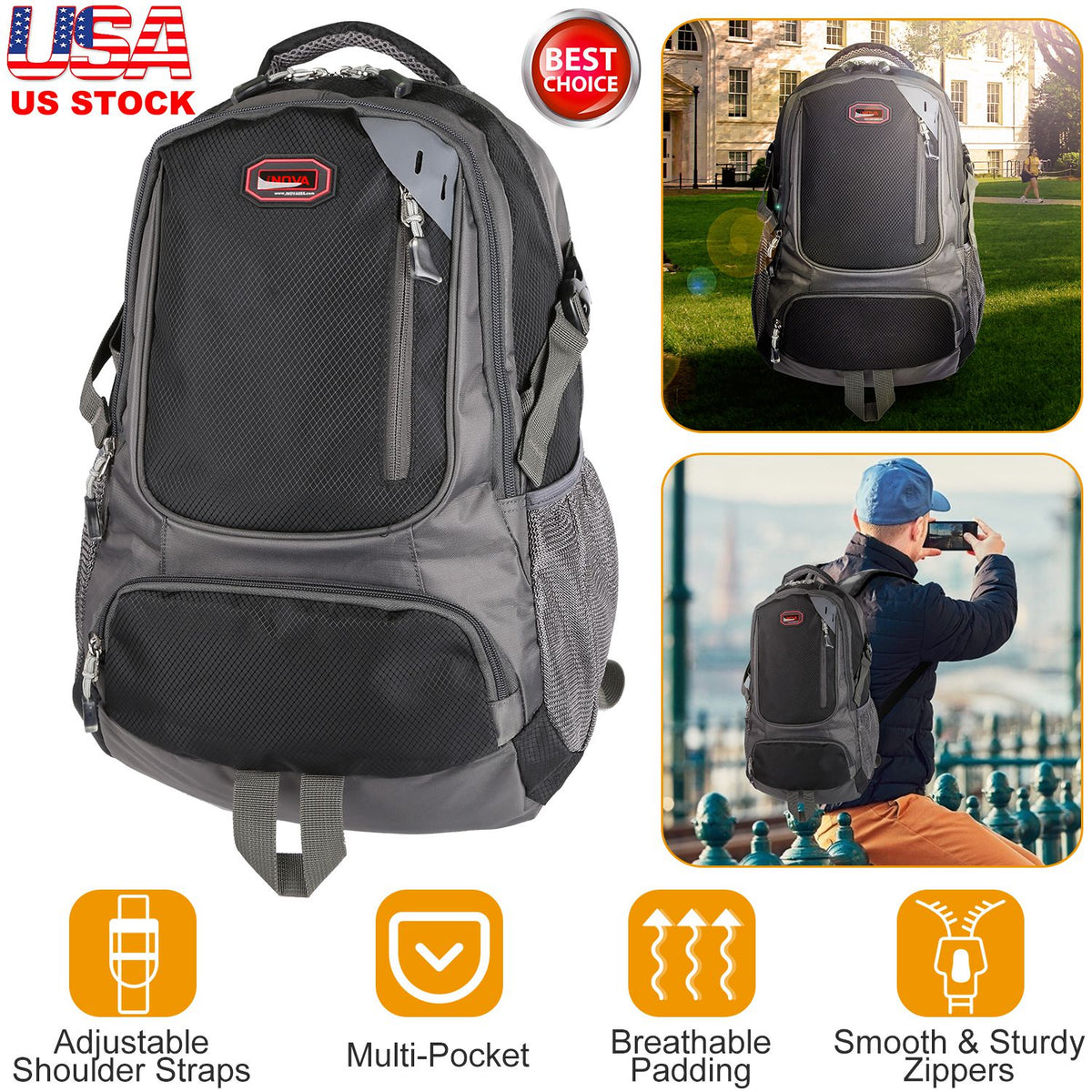 Unisex School Backpack W/ Adjustable Straps