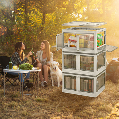 Foldable Storage Bins with Lids & Wheels - 3 Pack Stackable