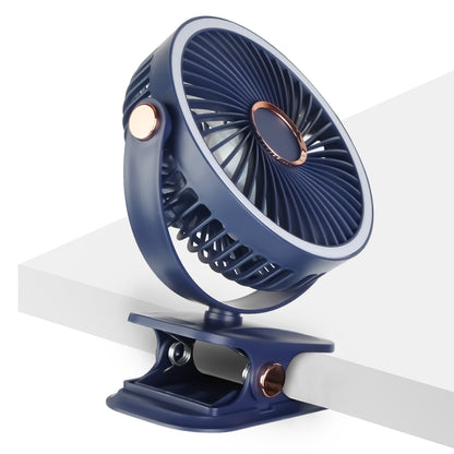 Clip-On Fan with 5 Speeds, LED Light & 720° Rotation