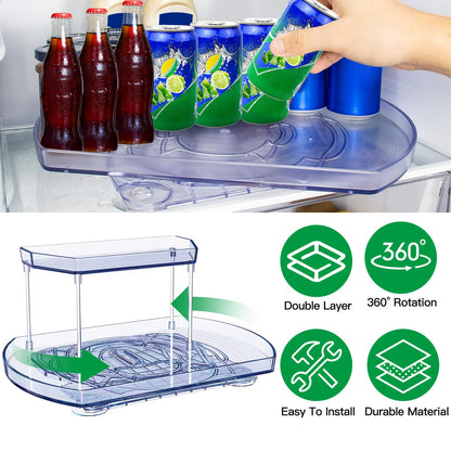 2-Tier Turntable Organizer with 360° Rotating Slide Rail