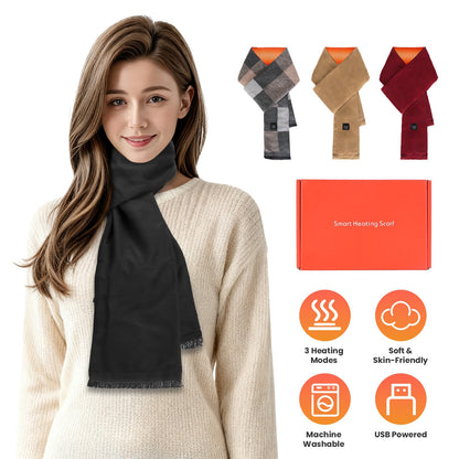 USB Heated Winter Scarf with 3 Temperature Settings