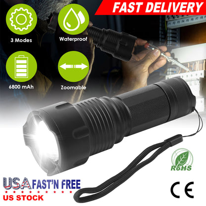 Rechargeable LED Flashlight with Zoomable Focus & 3 Modes