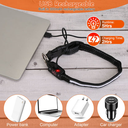 LED Dog Collar with 9 Light Colors - USB Rechargeable Waterproof