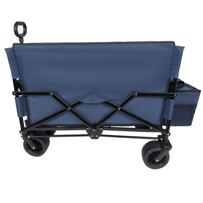 3-in-1 Folding Wagon Cart with Bench Seat, patent protection- Includes 1 ice pack, 500lbs Heavy-Duty Utility Wagon, 180L