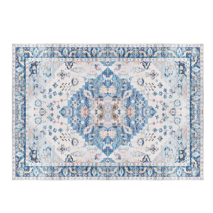 Vintage Area Rug 6x9 FT Non-Slip Washable Soft Faux Cashmere
