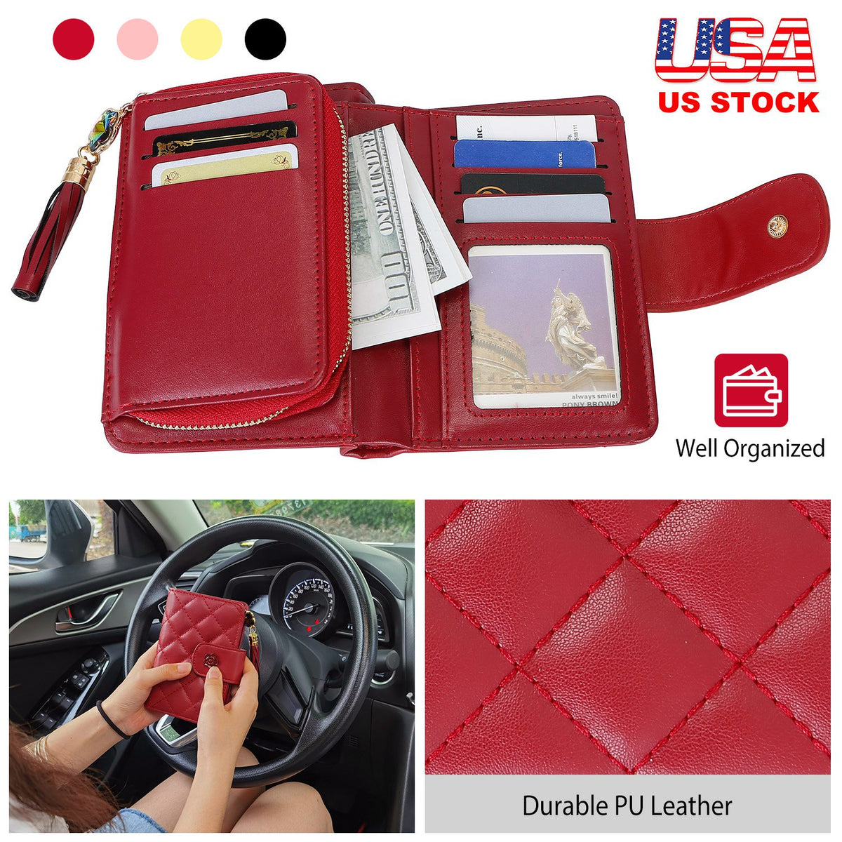 Women’s PU Leather Wallet with Tassel