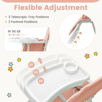 Compact Folding High Chair with Adjustable Tray