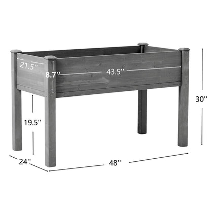 Elevated Raised Garden Bed with Legs 48x24x30in Fir Wood