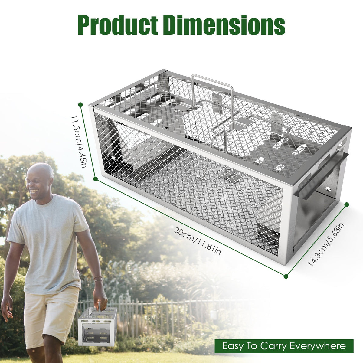 2-Pack Humane Rat Trap with Dual-Door Continuous Catch