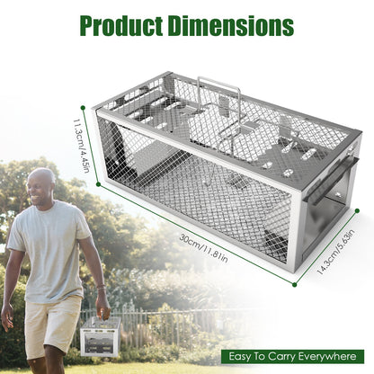 2-Pack Humane Rat Trap with Dual-Door Continuous Catch