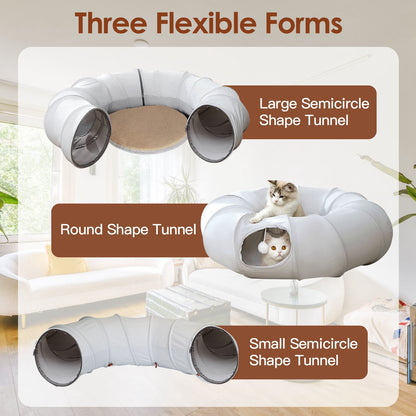 Cat Tunnel Bed with Interactive Balls & Cooling Mat