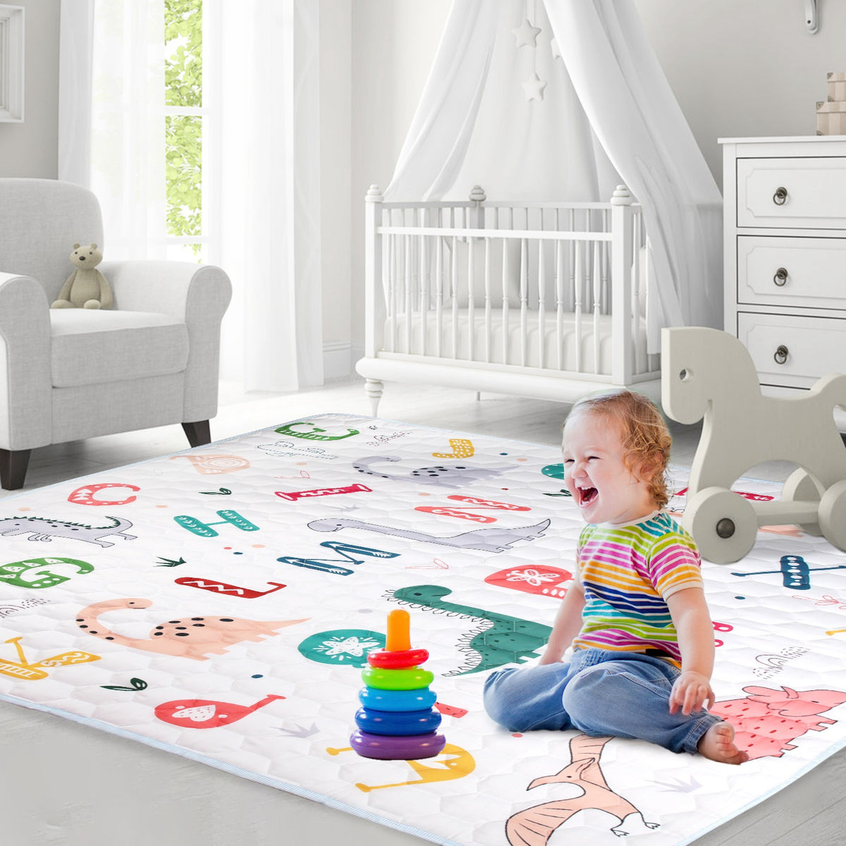 Baby Play Mat 50x50IN Non-Slip Foldable Crawling Mat