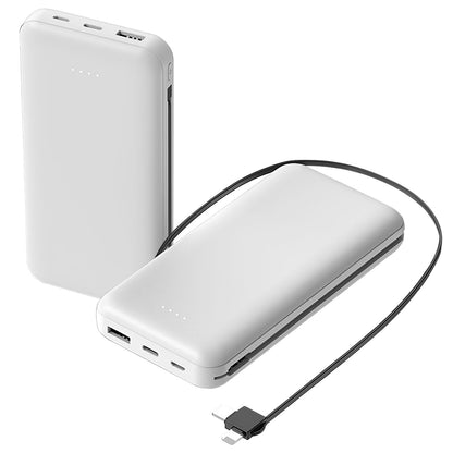 10000mAh Portable Power Bank with Built-In Cables