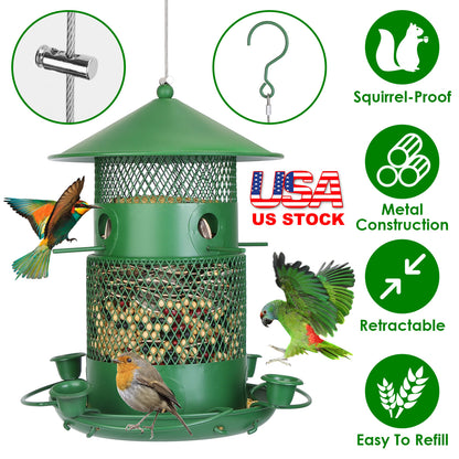 Squirrel-Proof Metal Bird Feeder with Water Cups & Perches