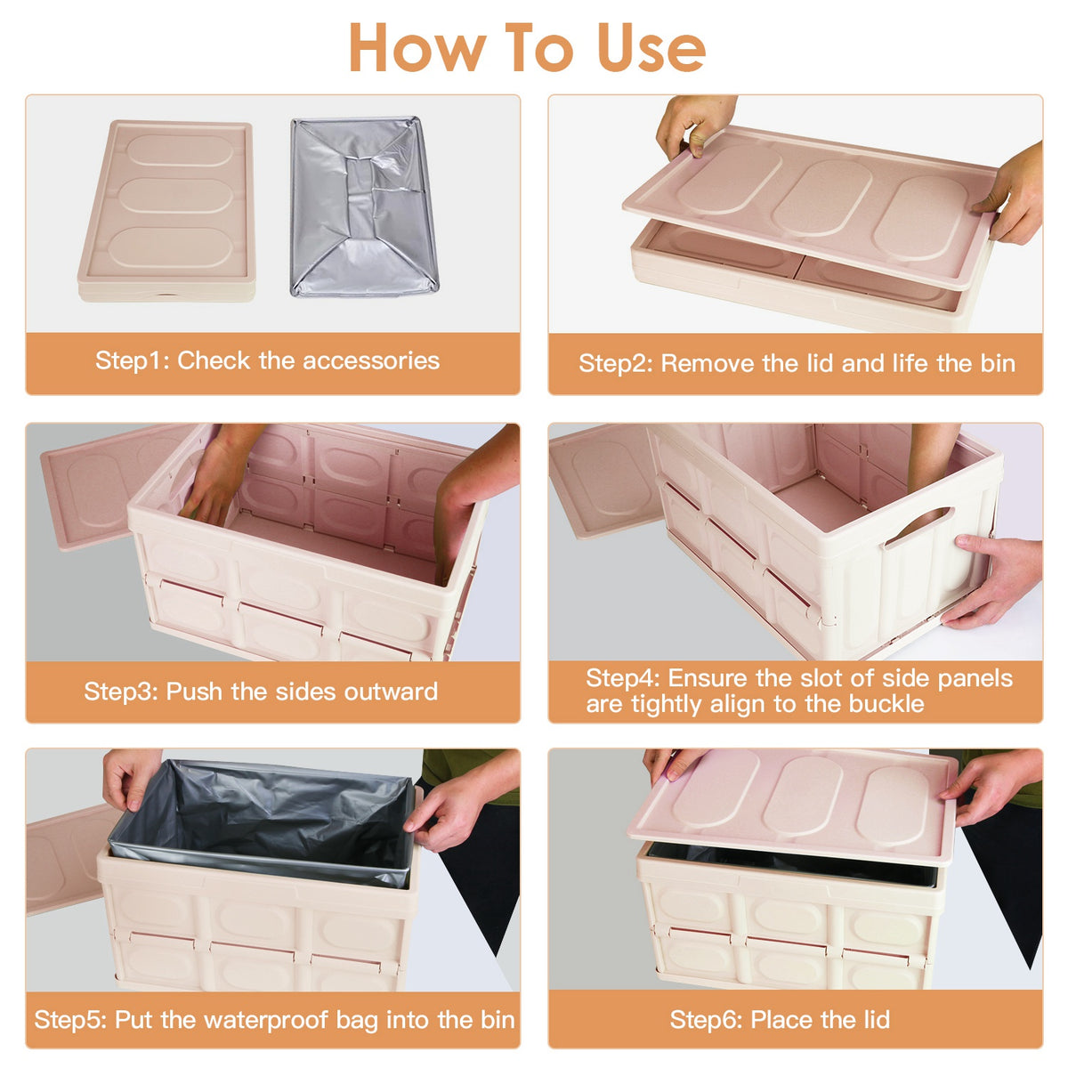 Collapsible Storage Bins with Lids - 2 Pack Stackable Organizer