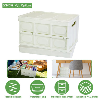Collapsible Storage Bins with Lids - 2 Pack Stackable Organizer