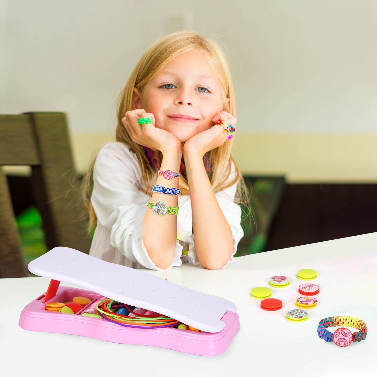 Bracelet Making Kit DIY Arts and Crafts Toys Kids Travel Activity Set Birthday Gifts For 6 7 8 9 10 11 12 Year Old Girls