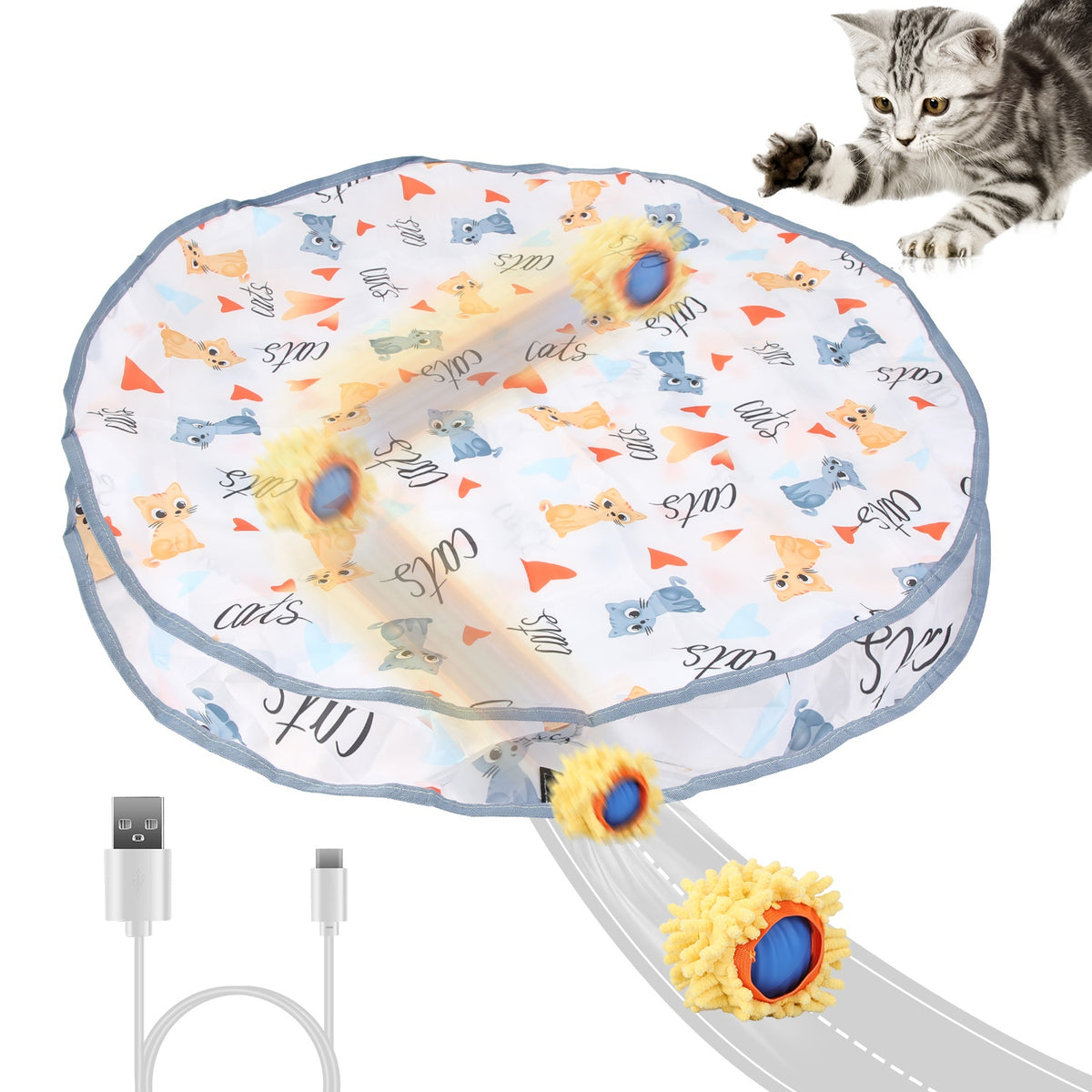 Interactive Motion Activated Cat Toy Ball with Rechargeable Battery