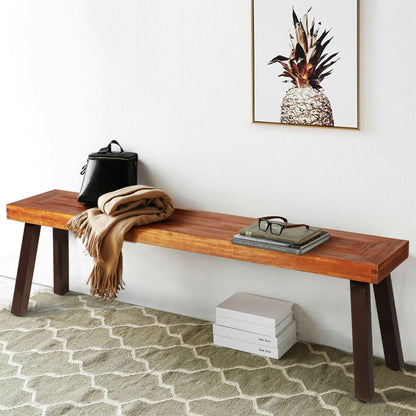 Acacia Wood Dining Benches Set of 2 for Patio
