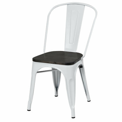 Metal Dining Chairs with Wood Seat - Set of 4, Stackable