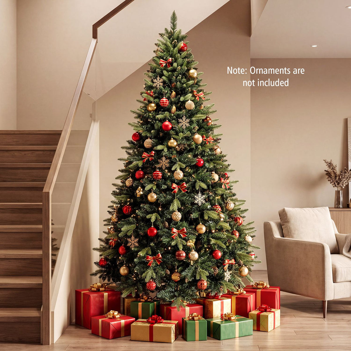 8 FT Artificial Christmas Tree with 1450 Full Branch Tips and Folding Metal Stand