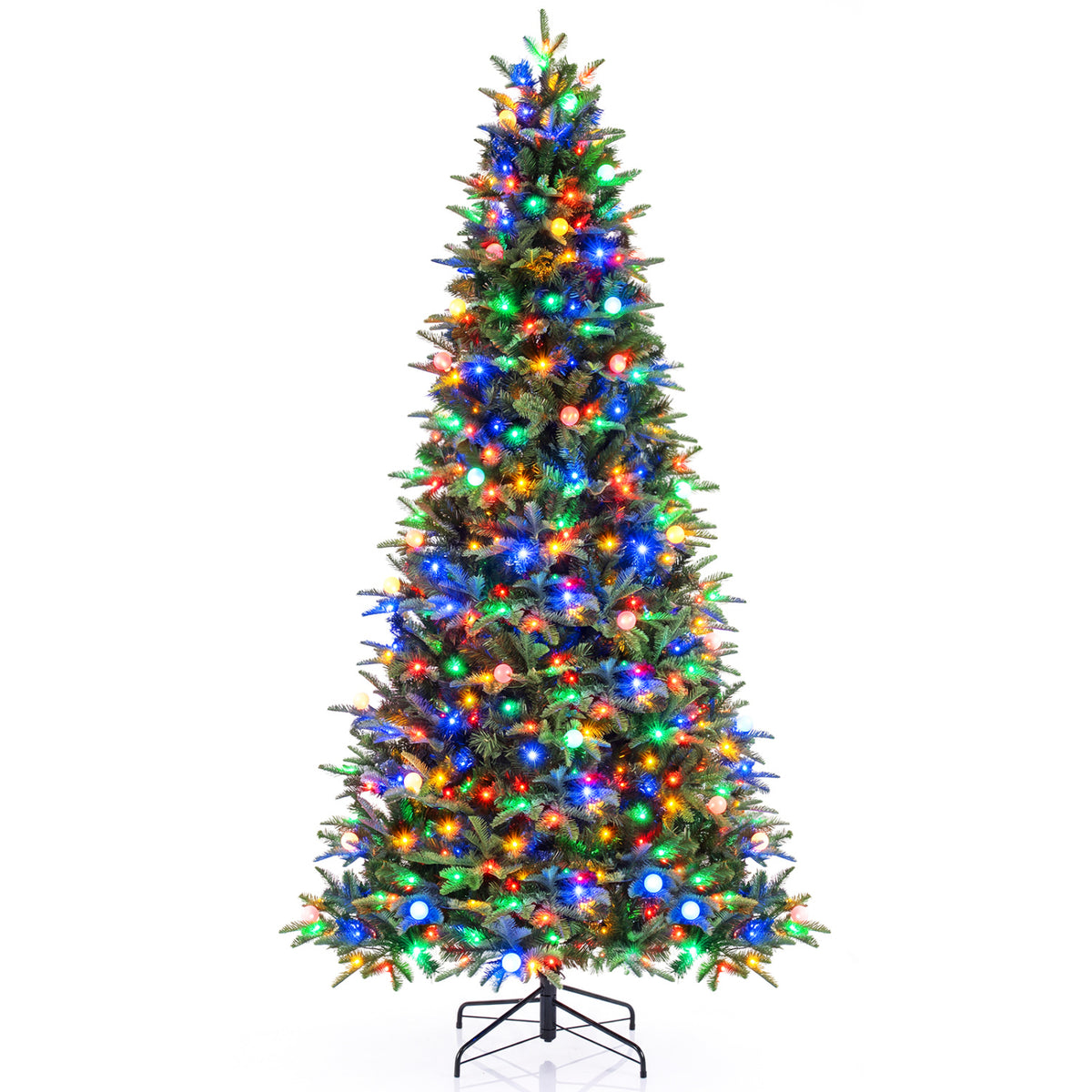 8 FT Pre-Lit Artificial Christmas Tree with Globe LED Lights