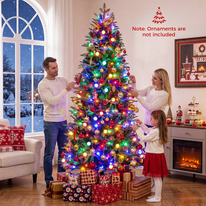 8 FT Pre-Lit Artificial Christmas Tree with Globe LED Lights