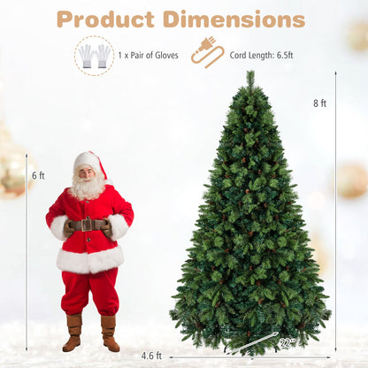 8 FT Pre-Lit Artificial Christmas Tree with 310/400/515 Warm White LED Lights and 8