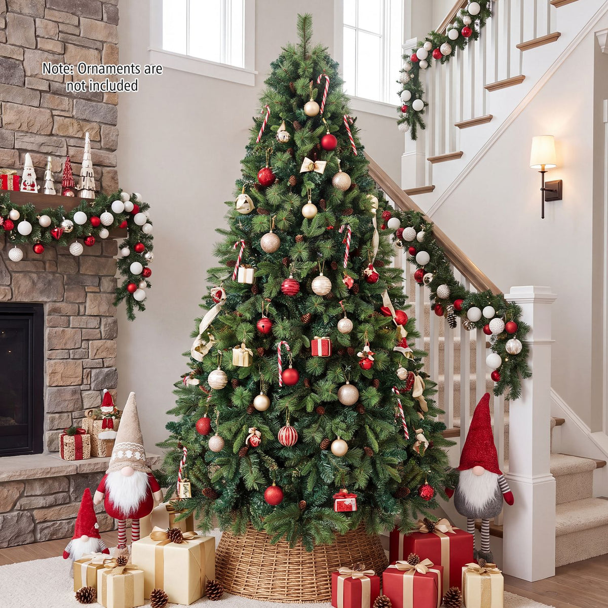 8 FT Pre-Lit Artificial Christmas Tree with 310/400/515 Warm White LED Lights and 8