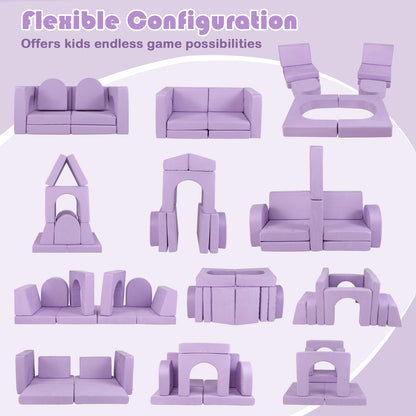 8-Piece Modular Kids Play Couch with Suede Fabric