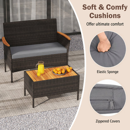 8-Piece Patio Wicker Conversation Set with Cushions