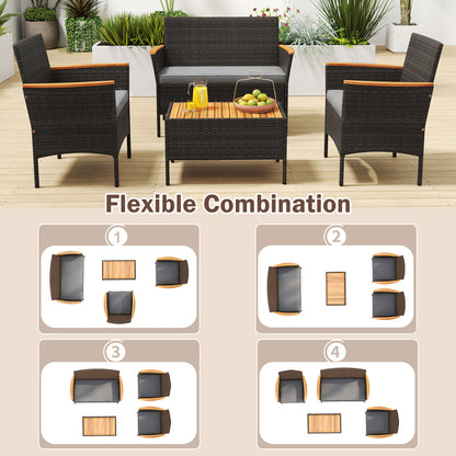 8-Piece Patio Wicker Conversation Set with Cushions