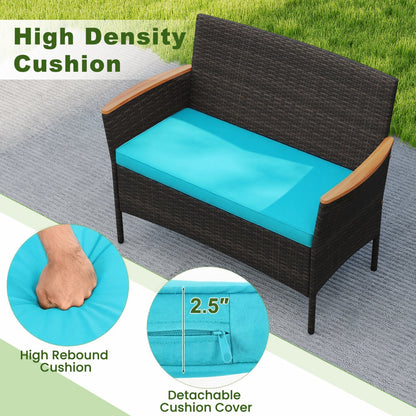 8-Piece Patio Conversation Set with Cushions - Turquoise