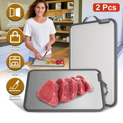 Double Sided Cutting Board with Knife Sharpener - 2 Pack