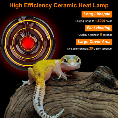 Ceramic Heat Lamp 150W Infrared Reptile Heater - 2 Pack