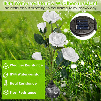 Solar Rose Flower Stake Lights - 2 Pack Outdoor Garden Decor