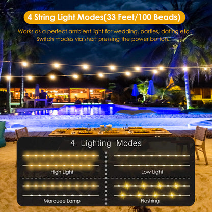 Rechargeable Camping Lantern with 33ft String Light & Power Bank