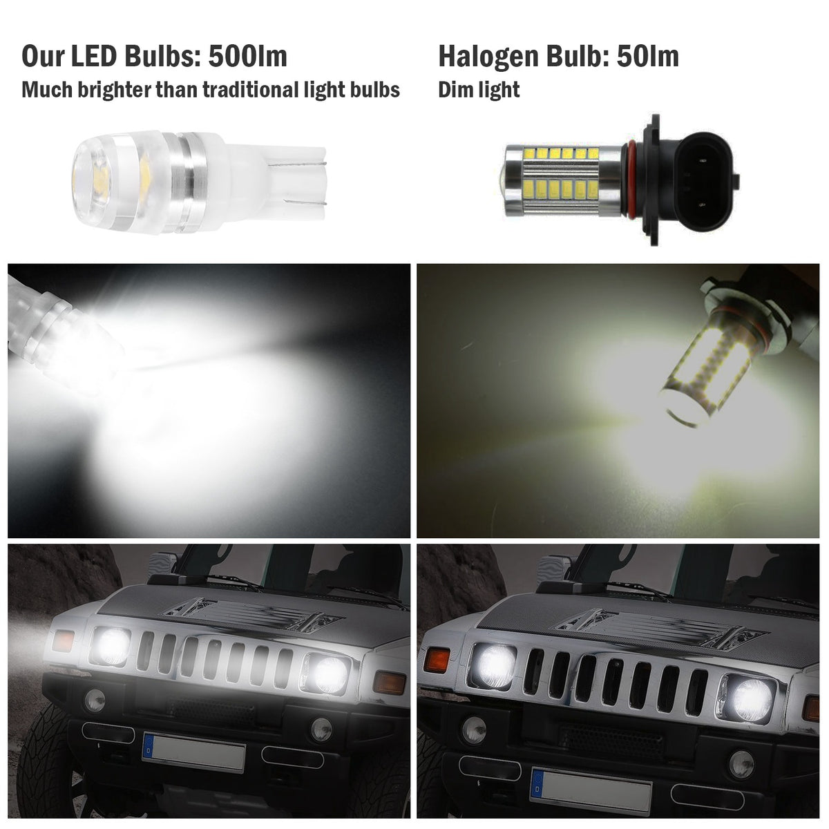 T10 LED Car Light Bulbs 20-Pack 6500K White 500lm Interior