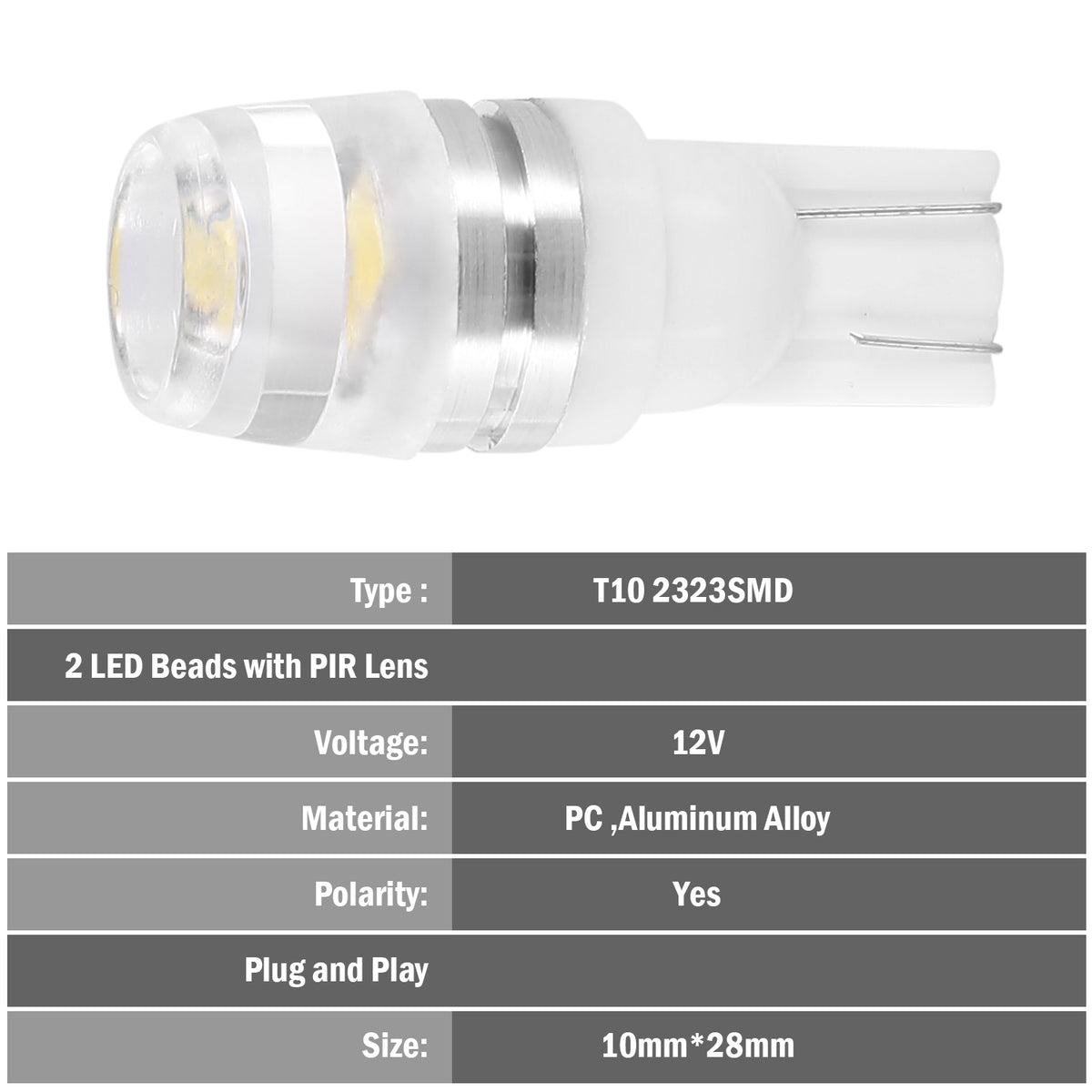 T10 LED Car Light Bulbs 20-Pack 6500K White 500lm Interior