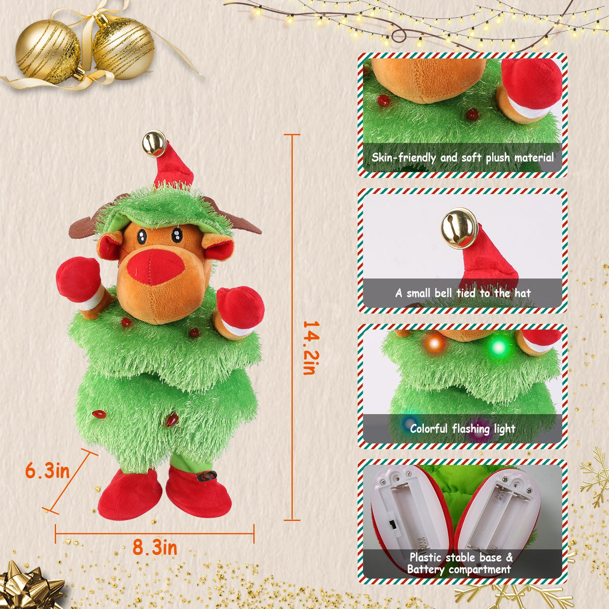 Dancing Singing Plush Toy with Mimicking & Light-Up Features