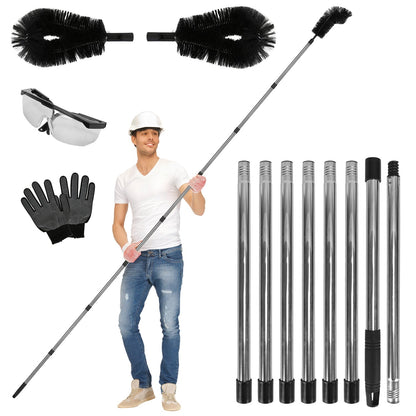 11.5FT Gutter Cleaning Brush With Telescoping Handle Rain Gutter Cleaner Extendable Gutter Cleaning Tool From The Ground with 2 Angled Brushes Anti-sl