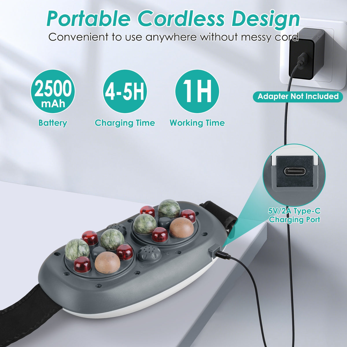 Abdominal Massager with Bian Stone, Red Light & Heat Therapy