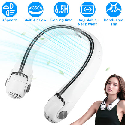 Portable Neck Hanging Fan with 360° Airflow & 3 Speeds